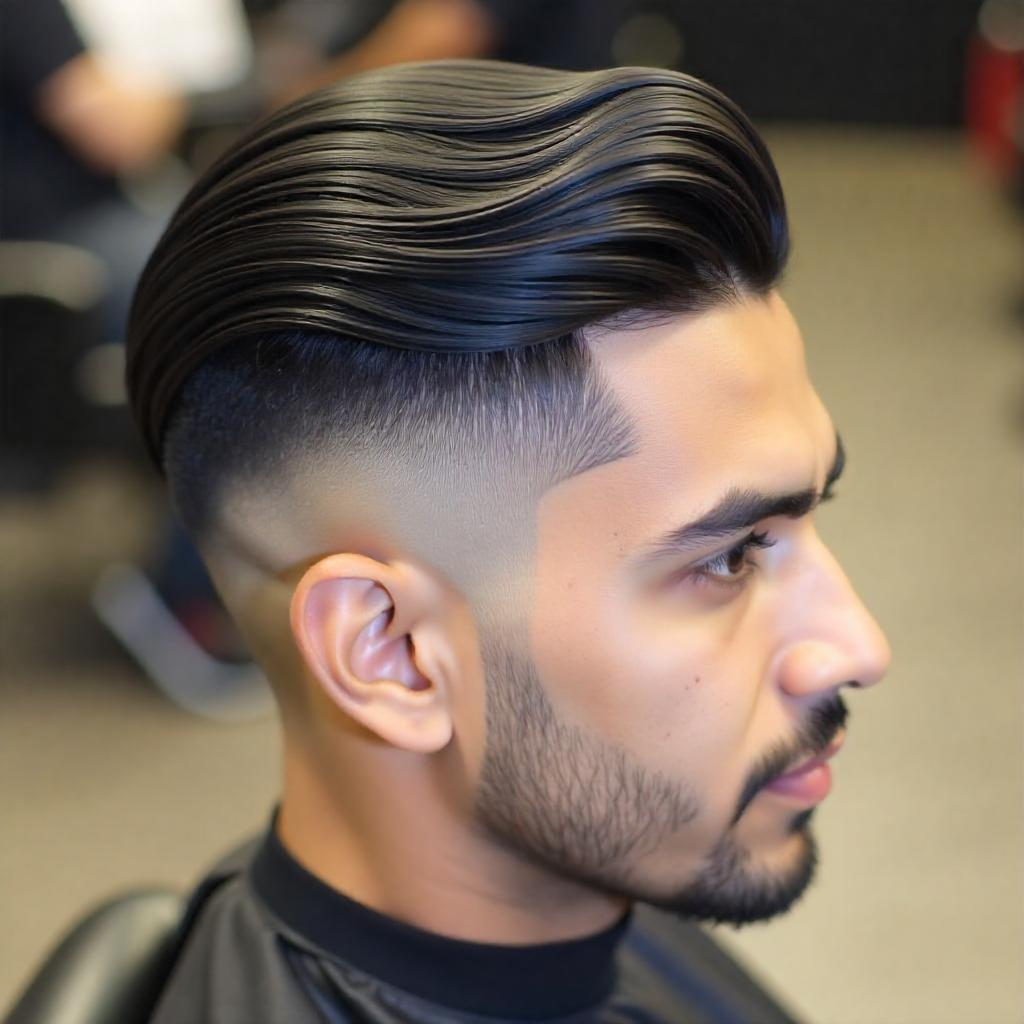 Low Fade Slick Back Haircut